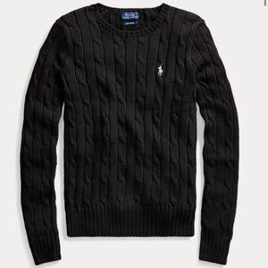 Ralph Lauren Black Cable Knit Crewneck Sweater